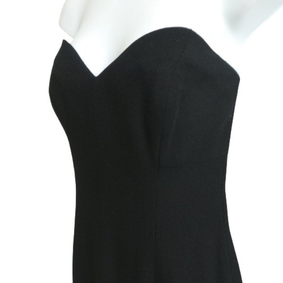 AJ Bari Vintage Strapless Dress Elegant Black Thigh Slit Boning Back Zip Corset - Picture 3 of 6